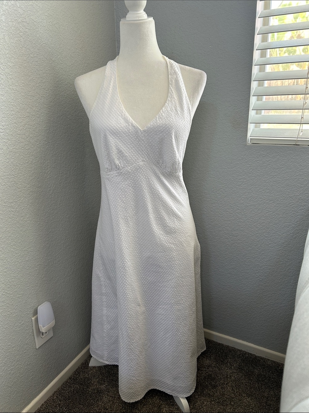 LOFT White Textured Racerback Slip Dress